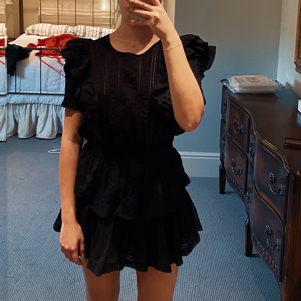 Love Shack Fancy Natasha Mini Dress, Black, Size Medium